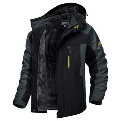 Winter Hooded Jacket Fashion Casual Warm Fleece Coat Windproof Rainproof Parka Windbreaker Men's Top