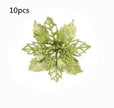 Glitter Artifical Christmas Flowers Christmas Tree Decorations For Home Fake Flowers Xmas Ornaments New Year Decor