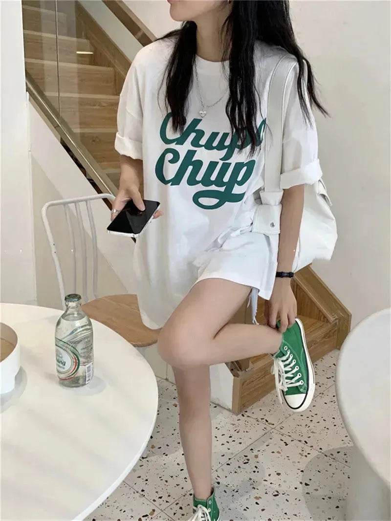 Street Fashion Oversized women round neck polo y2k fashion