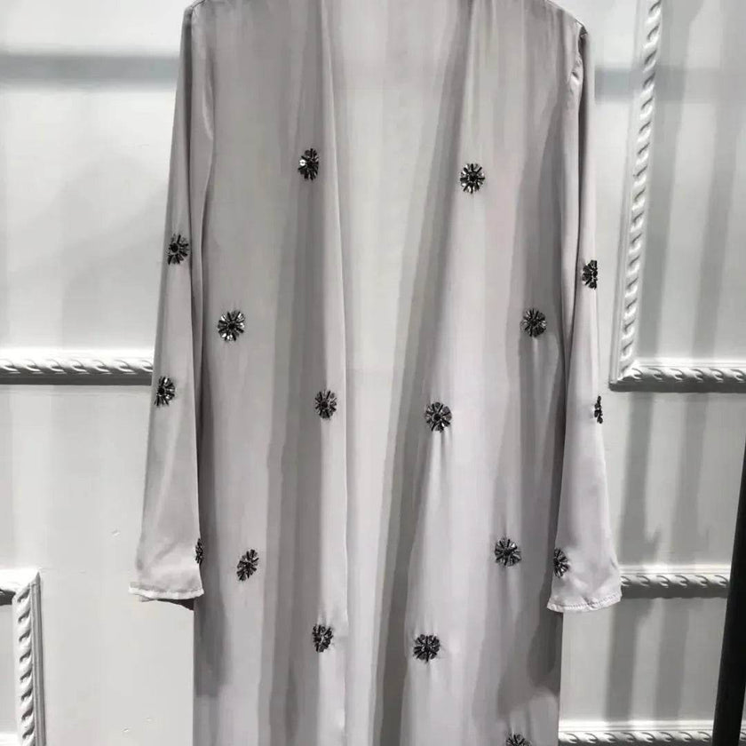 Elegant Embroidered Beaded Middle East Cardigan Robe Dress Open front Abaya Kimono