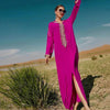 Women's Luxury Rose Red Hooded Middle East Moroccan Dubai Style Dress Fancy Embellish Summer Turkish dress