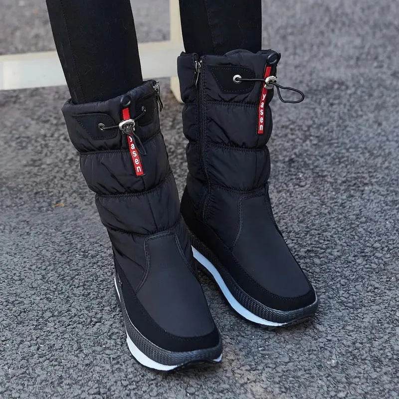 Winter boots New Plus Velvet Thick Cotton Shoes Thermal Middle Tube Waterproof Non-slip Boots