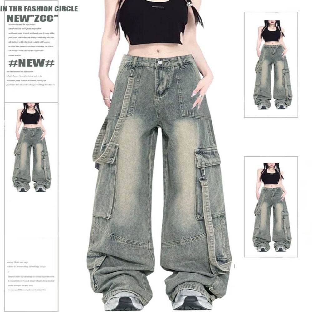 Retro Street style Oversized Baggy Cargo Jeans Pant Women