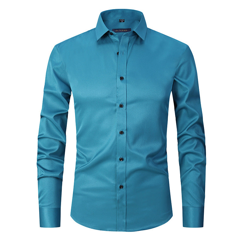 Men's Long Sleeve Business Casual Shirt – Loose Fit, 10 Colors, S–8XL | Canada & USA
