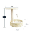 Cat Scratching Post with Platform & Hanging Toy – Multi Level Cat Tree Scratcher with Plush Bed