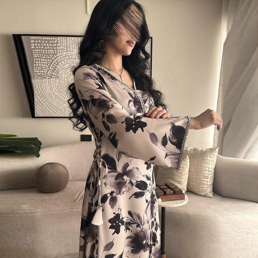 Muslim Arabic Dubai Printed Robe