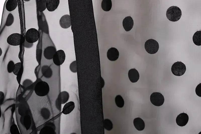 Middle East Apparel Women's Cross-border Polka Dot Perspective Cardigan Long Shawl Open Front Abaya Kimono Abaya for Dubai Turkey Women Two piece