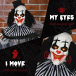 HOMCOM 6 Life Size Outdoor Halloween Decoration, Classic Black And White Striped Clown Animatronic, Sound And Motion Activated Animated Prop With Light Up Eyes  Sounds