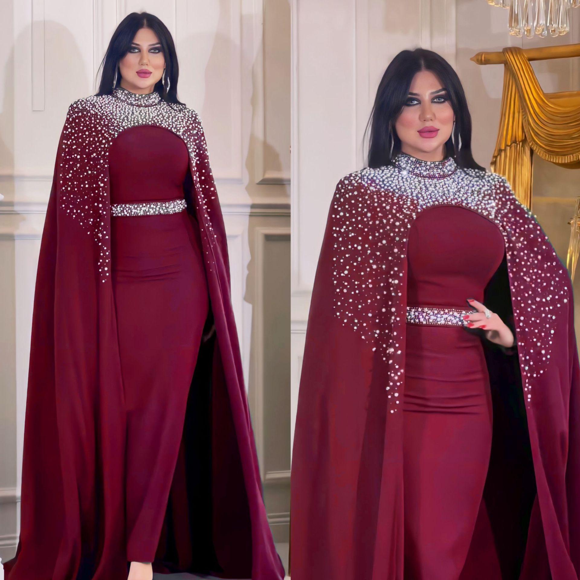 Middle East Muslim Rhinestone Beaded Heavy Industry Two-piece Suit Dress Robe