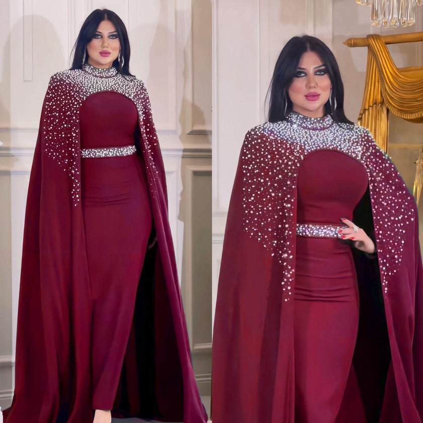 Middle East Muslim Rhinestone Beaded Heavy Industry Two-piece Suit Dress Robe