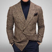Men's Slim Fit Plaid Double-Breasted Blazer – Business Casual Jacket (2 Colors, S–XXXL)