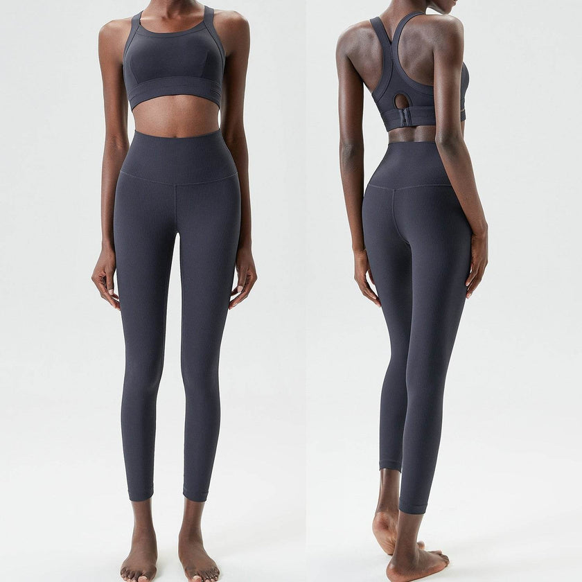 2pcs set Yoga Clothes Sleeveless Crop Workout top and Gym Leggings