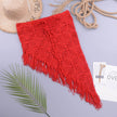European And American Women's See Through Hollow Knitted tassel fringe Slant Beach Skirt