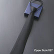 Mens Business Formal Zipper Tie With Blue Stripes