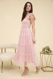 Polka Dot Chiffon Tiered Dress | Sage