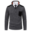 Men's heavyweight Polo Shirts - Half Zipper Cold Blouse Stand Collar