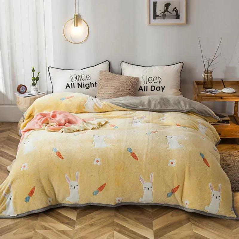 Plush Thick Snowflake Duvet Cover Single Piece Flannel