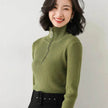 Women Autumn Winter Slim Fit High neck Half zip Knitted sweater Top