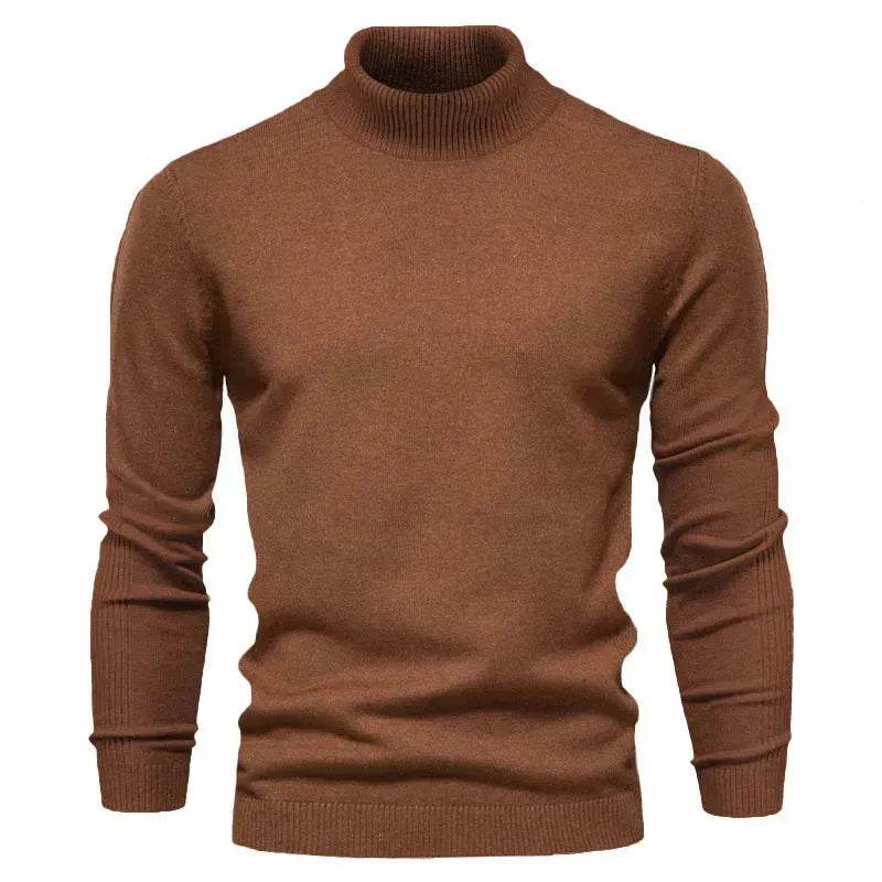 Men's Plain Slim Pullover Polo Sweatshirt Turtleneck Sweater Winter Casual Tops Men