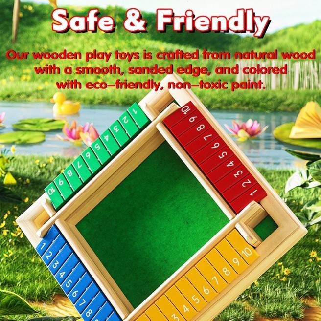 Children Dice Game,2-4 Player Family Wooden Board Table Math Games For Adults And Kids.