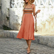 Casual Summer Dress Sleeveless Midi Boho Beach Dress Square Neck Flowy Sundress