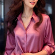Professional Office Business Retro Unique Chic Satin Silk Blouse shirt Top for women