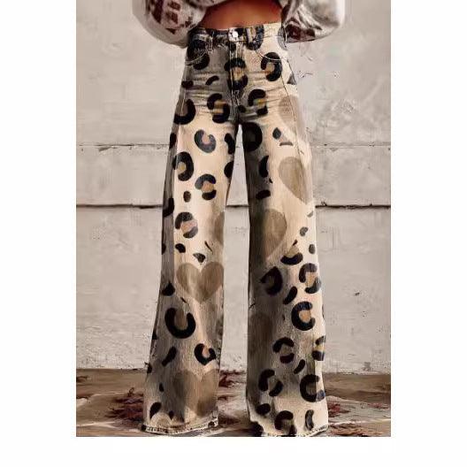 Women's 3D Printed Bootcut Flared Pants – Graphic Print Wide Leg Casual Trousers