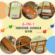 Qaba 6-in-1 Children's Jungle Gym Indoor Playground with Slide Climbing Wall Swing Monkey Bars for Kids Play Area