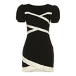 Women's Solid Color Slim High Waist Lace Square Collar Dress – A-Line Summer Dress