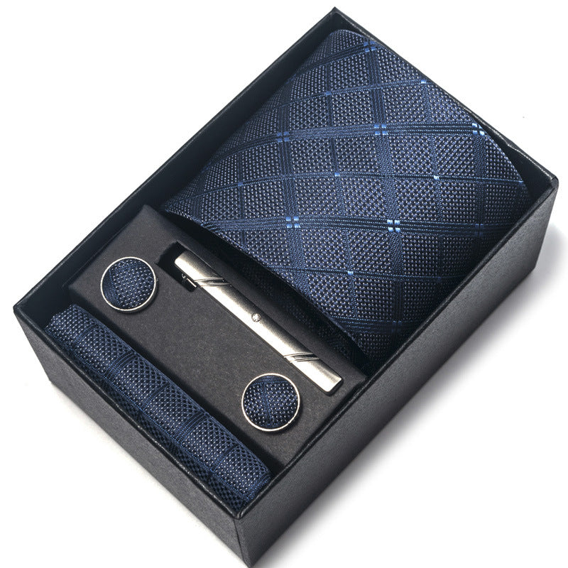 Men's Jacquard Woven Formal Tie Set – Rayon Arrow Necktie with Handkerchief, Tie Clip & Cufflinks | Canada & USA