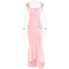 Fashion Off-neck Tube Top Stitching Hip Fishtail Dress for women.