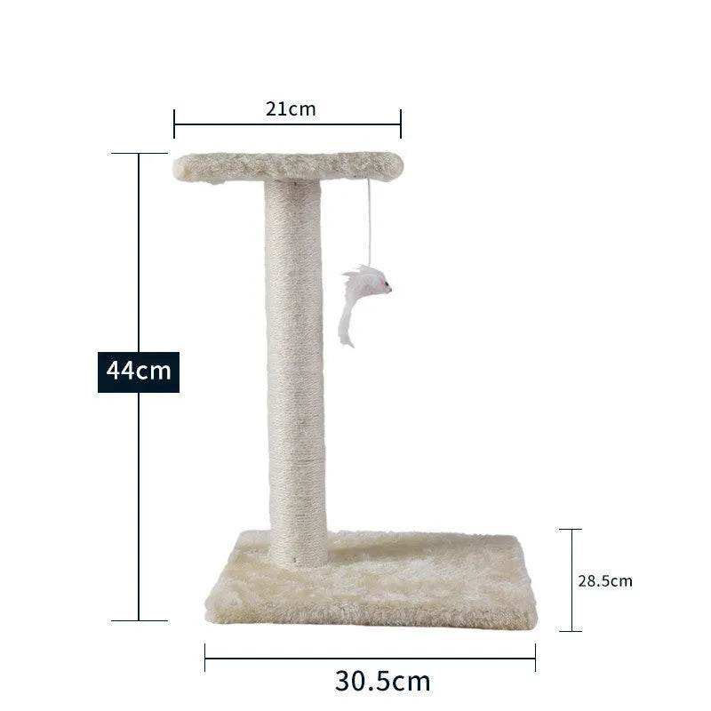 Cat Scratching Post with Platform & Hanging Toy – Multi Level Cat Tree Scratcher with Plush Bed