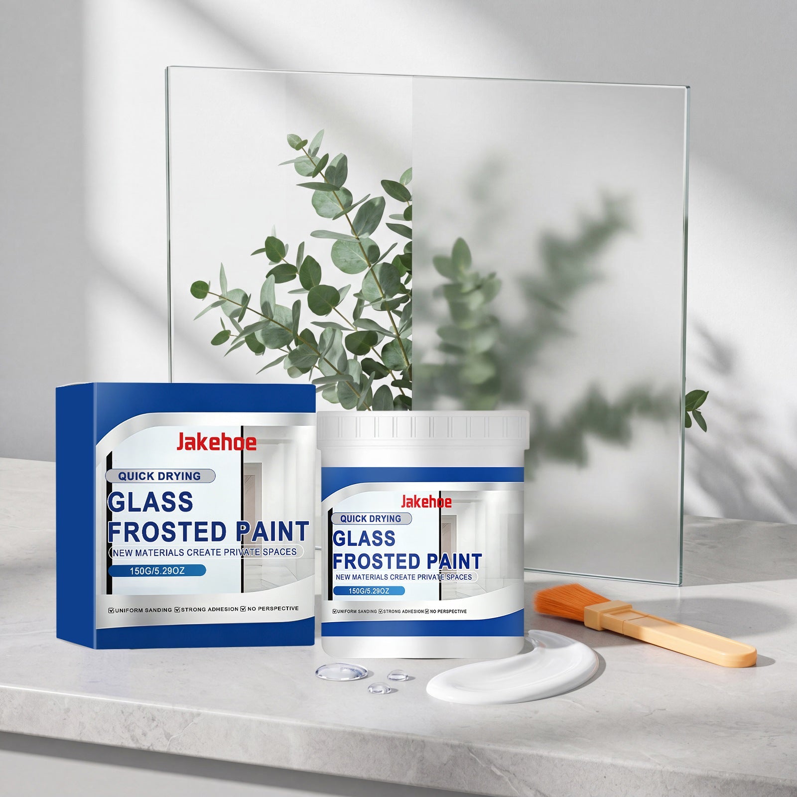 JAKEHOE Frosted Glass Privacy Paint — Waterproof Semi-Transparent Coating for Bathroom Doors & Windows