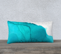 Throw Pillow Cover| 24 x 12 | Blue Ink Wave