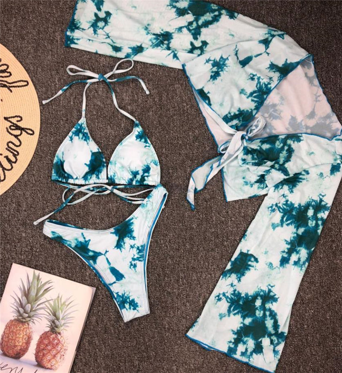Women's Bikini Swimsuit Set – Padded Two-Piece in Blue, Green, Pink & Leopard (S–L)
