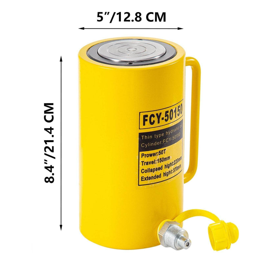 50T 6In Stroke Hydraulic Cylinder Jack Solid Single Acting Hydraulic Ram Cylinder 150mm Hydraulic Lifting Cylinders For Bending, Straightening And Pulling On Trucks, Tractors And Heavy Equipm