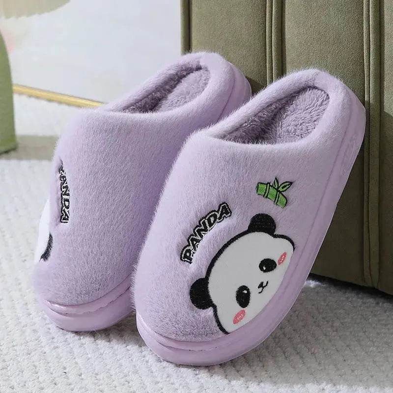 Cute Cartoon Panda Slippers Home Winter Warm Thick-soled Floor Bedroom Slipper Couples House Shoes
