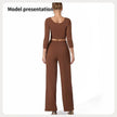Women Fashion Casual Matching 2pcs set Long Sleeve Crop top and Pant set