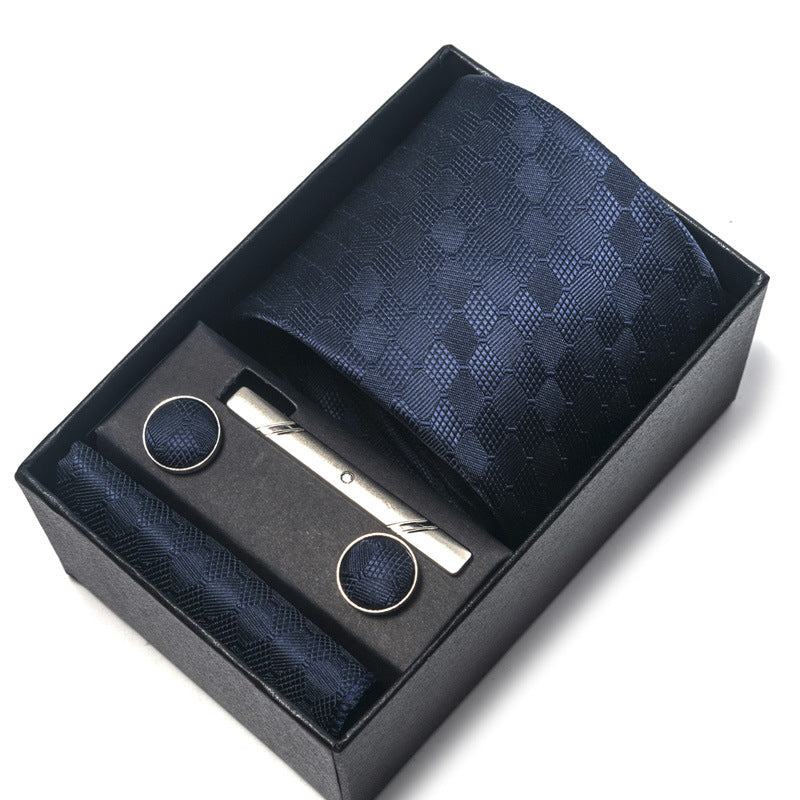 Men's Jacquard Woven Formal Tie Set – Rayon Arrow Necktie with Handkerchief, Tie Clip & Cufflinks | Canada & USA