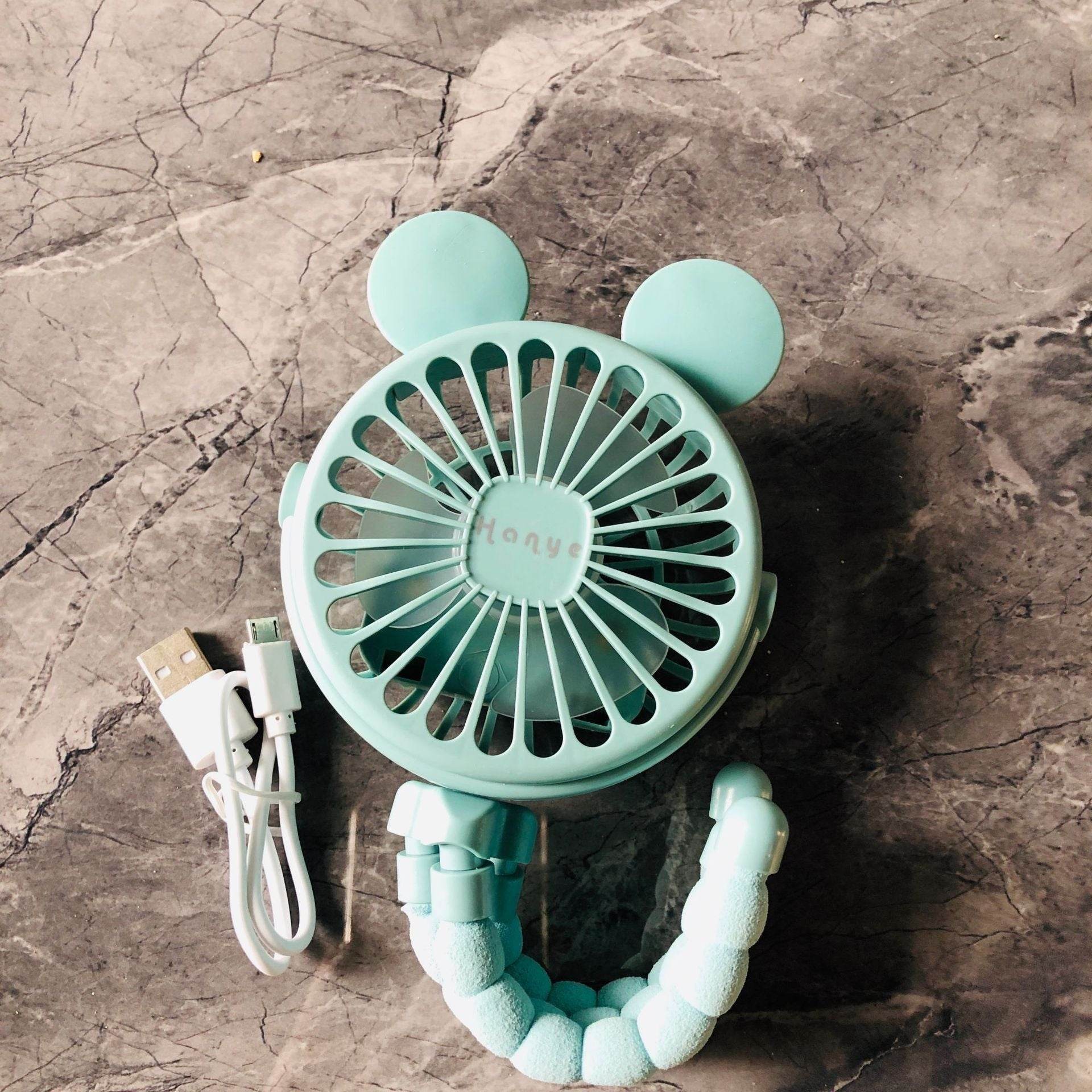 USB Powered summer heat Handheld fan with stand and Night light
