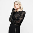 Elegant Slim-fit Tulip Flocking transparent lace top bodycon top women