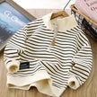 Kids Striped Zip Sweatshirt, Polo Collar Pullover Top