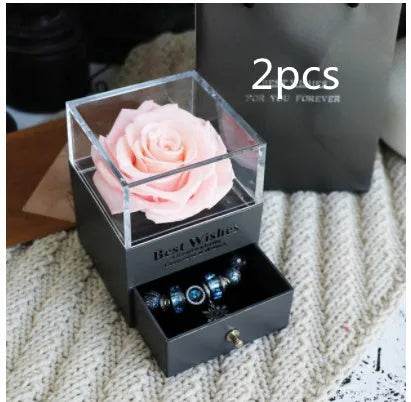Eternal Flower Rose Jewelry Box for Birthday Presents Valentines Day Wedding Gift Box