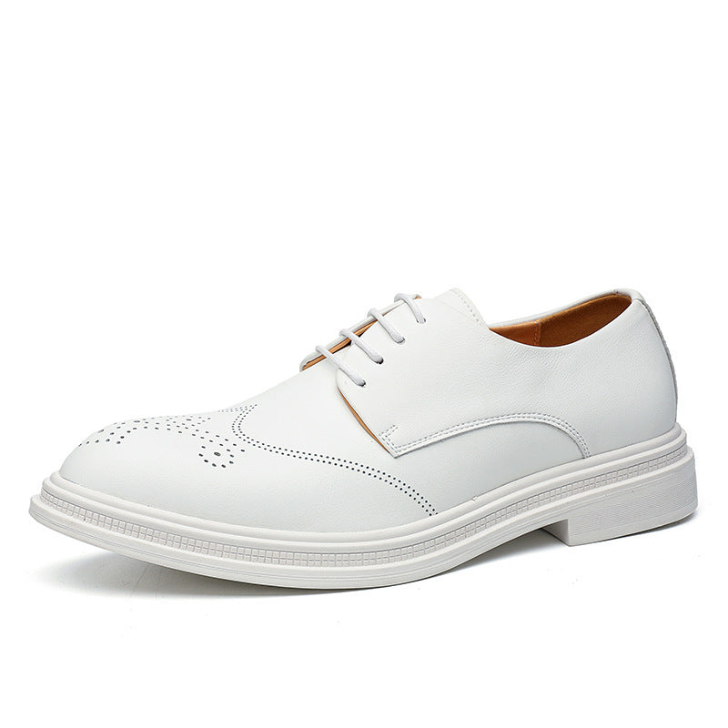 Men's White Pointed Toe Dress Shoes British Formal Business Lace-Up Leather Shoes Canada USA
