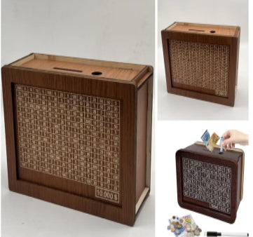 Wooden Coin Bank with Denomination Slots – Piggy Bank (Small & Large)