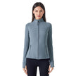 Long Sleeve Workout Tops for Women Halter Neck Zip Up gym top