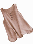 Women's Sleeveless Linen Vest Top – Loose Casual Summer Blouse