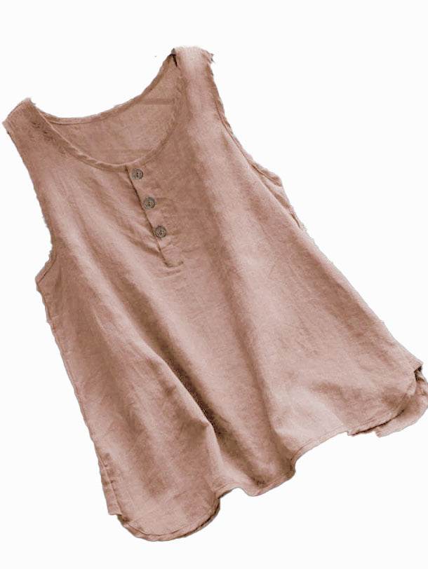 Women's Sleeveless Linen Vest Top – Loose Casual Summer Blouse