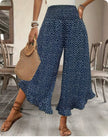 Women's Floral Smocked High Waist Wide Leg Palazzo Pants – Boho Casual Trousers S–XXL