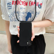 Solid Color Diagonal Lanyard Phone Case Silicone Couple Phone Case